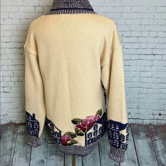 Vintage Hand Knitted South Wool 100% Virgin Wool Graphic Homestead Sweater Small - Picture 8 of 16